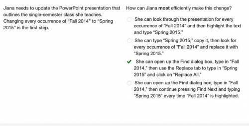 Jiana needs to update the powerpoint presentation that outlines the single-semester class she teache