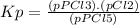 Kp = \frac{(pPCl3).(pCl2)}{(pPCl5)}