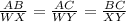 \frac{AB}{WX} = \frac{AC}{WY} = \frac{BC}{XY}