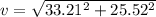 v = \sqrt{33.21^2 + 25.52^2}