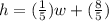 h=(\frac{1}{5})w+(\frac{8}{5})