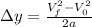 \Delta y=\frac{V_{f}^{2}-V_{0}^{2}}{2a}