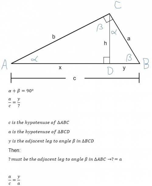 Refer to the figure to complete the proportion a/c = y/?