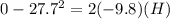 0 - 27.7^2 = 2(-9.8)(H)