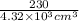 \frac{230}{4.32 \times 10^{3} cm^{3}}