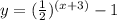 y=(\frac{1}{2})^{(x+3)}-1