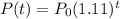 P(t) = P_0 (1.11)^t