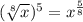 (\sqrt[8]{x})^{5}=x^{\frac{5}{8}}