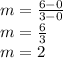m=\frac{6-0}{3-0} \\m=\frac{6}{3} \\m=2