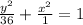 \frac{ {y}^{2} }{ 36 }  + \frac{ {x}^{2} }{ 1}   = 1