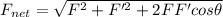 F_{net} =\sqrt{F^{2}+F'^{2}+2FF'cos\theta}