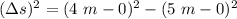 (\Delta s )^2  = (4 \ m - 0 )^2 - ( 5 \ m - 0)^2