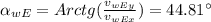 \alpha_{wE}=Arctg (\frac{v_{wEy}}{v_{wEx}})=44.81^\circ
