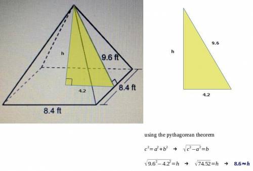 What is the volume of the pyramid?  round to the nearest tenth.
