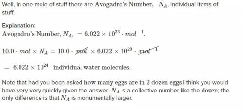 How many molecules are in 10.0 moles of h2o