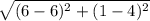 \sqrt{(6 - 6)^{2} +(1 - 4)^{2} }
