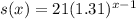 s(x)=21(1.31)^{x-1}
