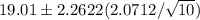 19.01\pm 2.2622(2.0712/\sqrt{10})