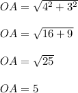 OA=\sqrt{4^2+3^2}\\\\OA=\sqrt{16+9}\\\\OA=\sqrt{25}\\\\OA=5
