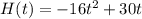 H(t) = -16t^2+30t