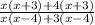 \frac{x(x+3)+4(x+3)}{x(x-4)+3(x-4)}