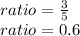 ratio=\frac{3}{5}\\ratio=0.6