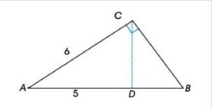 What is the length of the hypotenuse of the right triangle abc in the figure?   a. 7.2 b. 11.0 c. 6.