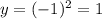 y = (- 1) ^ 2 = 1 &#10;