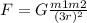 F = G\frac{m1m2}{(3r)^{2}}