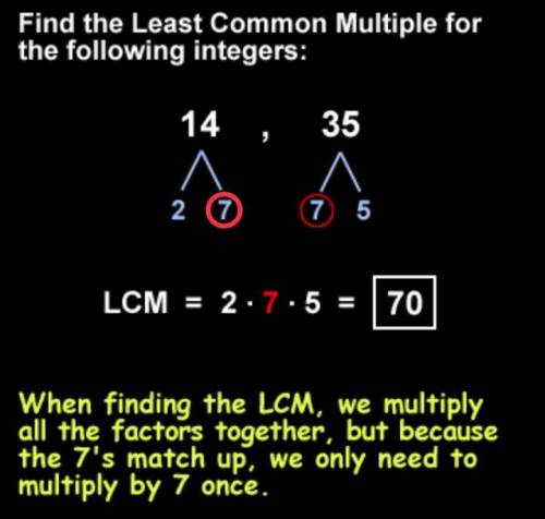 What is the lcm of 14 and 35?  a. 140 b. 70 c. 56 d. 7