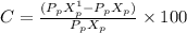 C=\frac{(P_pX^1_p - P_p X_p)}{P_p X_p}\times 100