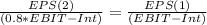 \frac{EPS(2)}{(0.8*EBIT-Int)}=\frac{EPS(1)}{(EBIT-Int)}