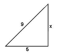 The triangle shown is a right triangle. create the equation to be used to find the missing lengths.