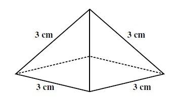 Which unit is appropriate for describing the surface area of the 4-sided pyramid below? cm cm2 cm3