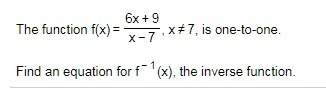Find an equation for the inverse function