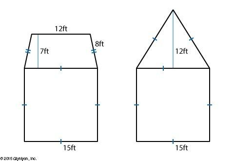 How many square feet bigger is figure a than figure b? a. 319.5 b. 315 c. 4.5 d. 5.4