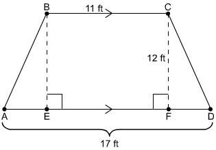 The figure shows the front of a building in the shape of a trapezoid. what is the area of this trape