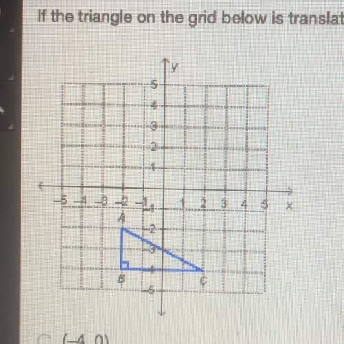 If the triangle on the grid below is translated by using the rule (x,y) (x-2,y+2), what will be the