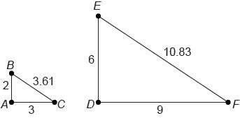 Triangle abc is similar to triangle def . what is the scale factor from triangle abc to triangle def