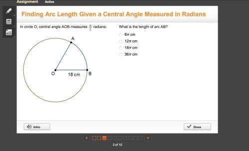 In circle o, central angle aob measures radians. what is the length of arc ab?