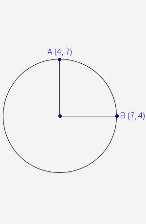 What is the general form of the equation for the given circle? a (4, 7) b (7,4)1.x2 + y2&nbsp; − 8x