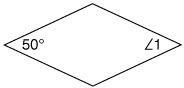What is the measure of 1 in the rhombus? a. 40° b. 50° c. 90° d. 130°