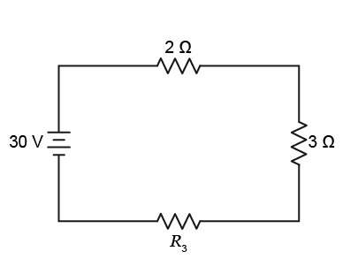 The current in the circuit shown is 2.0 a. what is the value of r3? 10 ω 15 ω 20 ω 55 ωanswer was a