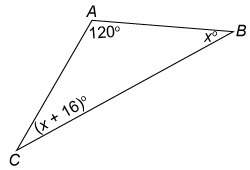 What is the measure of angle b in the triangle? enter your answer in the box. m∠b=