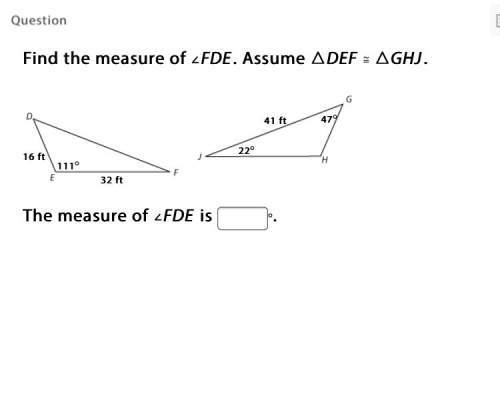 Find the measure of ∠fde. assume △def ≅ △ghj.