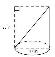 What is the volume of the oblique cone shown? round the answer to the nearest tenth. the diagram is