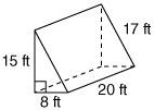 What is the surface area of the triangular prism shown? a. 860 ft 2 b. 920 ft 2 c. 1,040 ft 2 d. 76