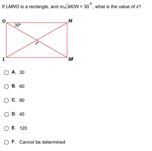 If lmno is a rectangle, and mmon = 30, what is the value of x?