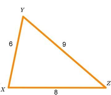 Using the law of cosines, what is m&lt; x 61, 79, 82, 91