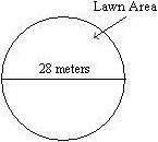 Iwill give ! pleasseeeeee. a landscape designer is planning a circular lawn area. find the circumfe